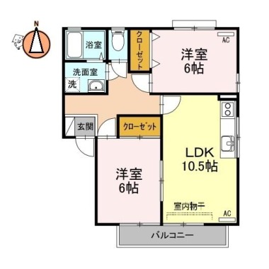 コスモタウンE棟 102の間取り図