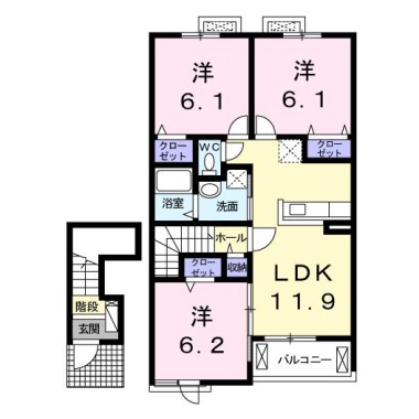 エトワール沖洲A 202の間取り図