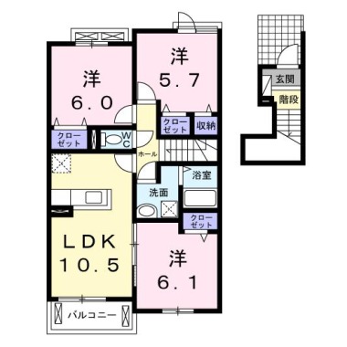 エトワール沖洲B 203の間取り図