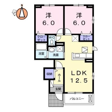 コンフォーティア徳大前A 102の間取り図