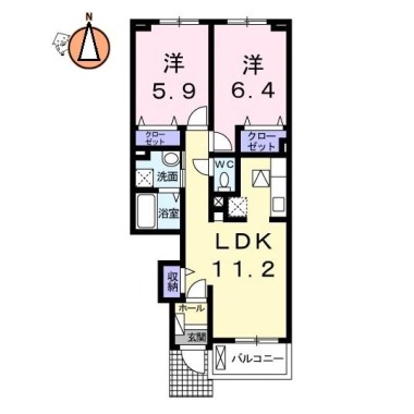 コンフォーティア徳大前B 102の間取り図