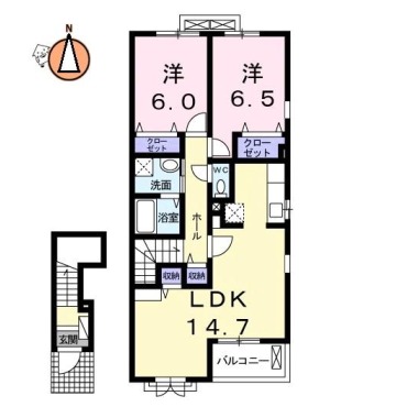 コンフォーティア徳大前B 203の間取り図