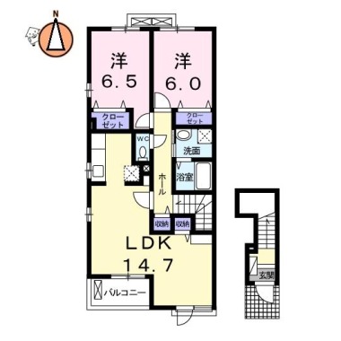 コンフォーティア徳大前C 201の間取り図