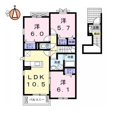 ナイトB 206の間取り図