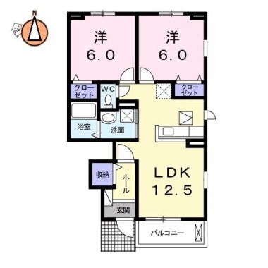 プレジール A 102の間取り図