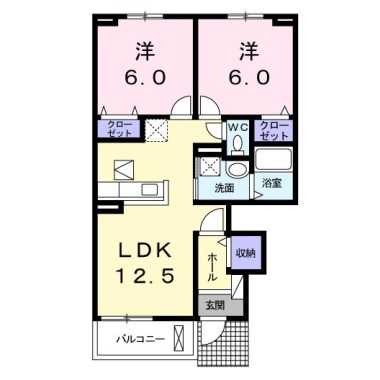 フランメゾン南沖洲A 102の間取り図