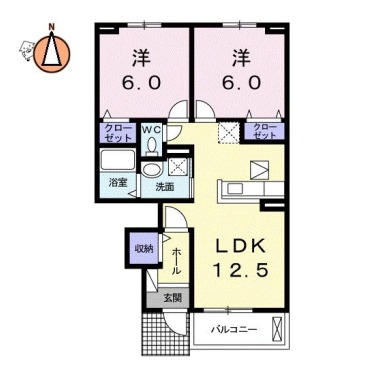 フランメゾン南沖洲A 105の間取り図