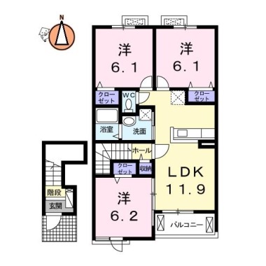 フランメゾン南沖洲A 203の間取り図