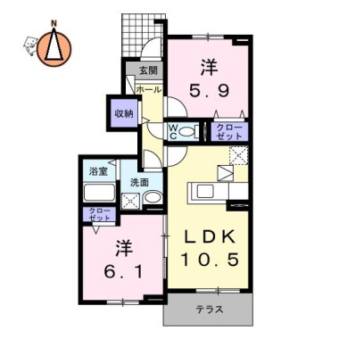 フランメゾン南沖洲B 102の間取り図