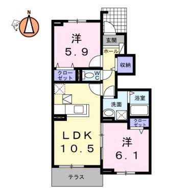 フランメゾン南沖洲B 105の間取り図