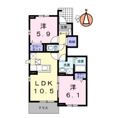 フランメゾン南沖洲B 106の間取り図