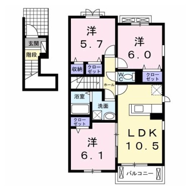 フランメゾン南沖洲B 201の間取り図