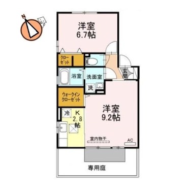 アイリーブ山城 102の間取り図