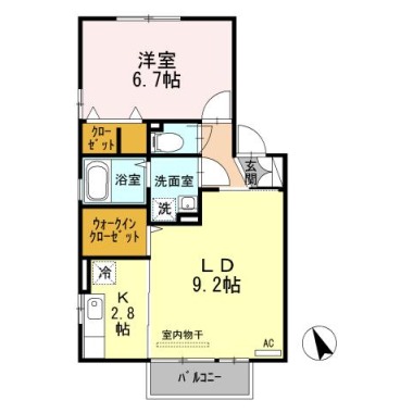 アイリーブ山城 202の間取り図