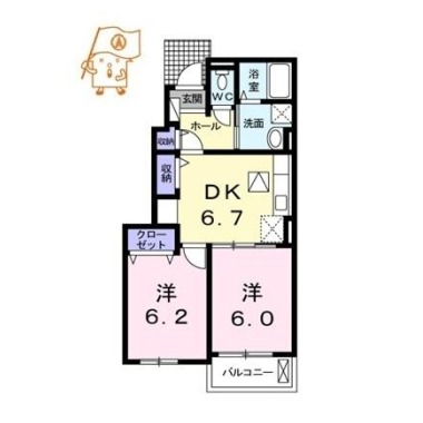 ルシール 名東B 102の間取り図