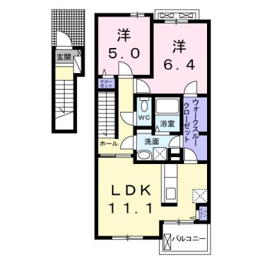 エレガンシア藍住B 202の間取り図