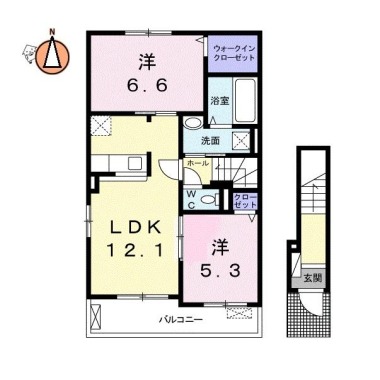 メゾンドK2 国府 201の間取り図