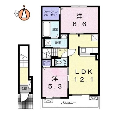 メゾンドK2 国府 203の間取り図