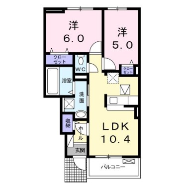 メイプレーヌ D 102の間取り図