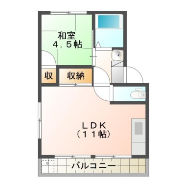 北島田 アパート 1LDK 307の間取り図