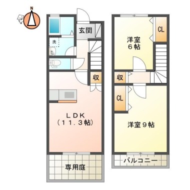 国府町日開 アパート 2LDK 101の間取り図