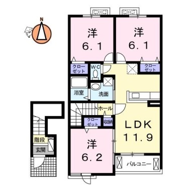 クラールプレディエA 203の間取り図