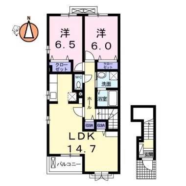 ロータス南島田D 201の間取り図