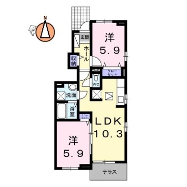 ロータス南島田C 101の間取り図