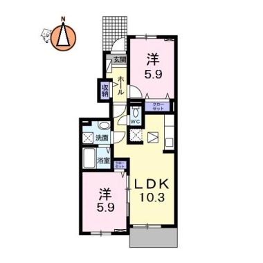 ロータス南島田C 102の間取り図
