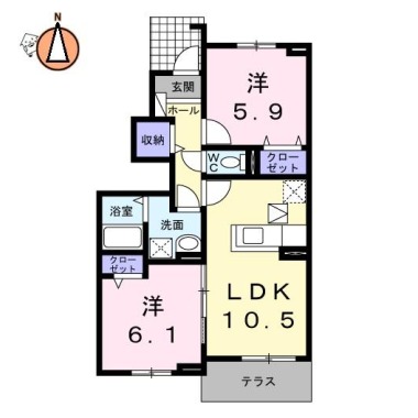 トビアスガーデン南沖洲B 103の間取り図