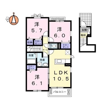 トビアスガーデン南沖洲B 201の間取り図