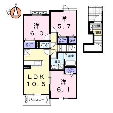 トビアスガーデン南沖洲B 205の間取り図