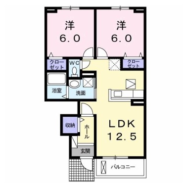 クラール 安宅A 102の間取り図