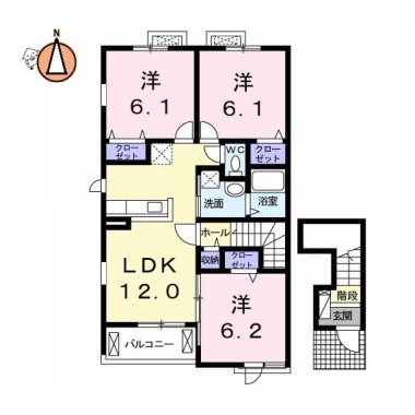 クラール 安宅A 201の間取り図