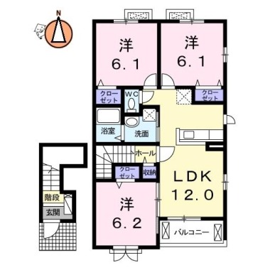 クラール 安宅D 203の間取り図