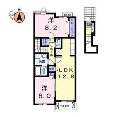 コンフォーティア鮎喰 202の間取り図