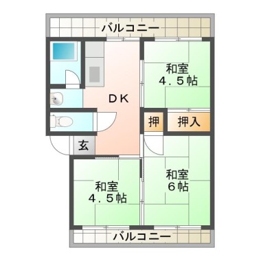 国府町府中 マンション 3DK 104の間取り図