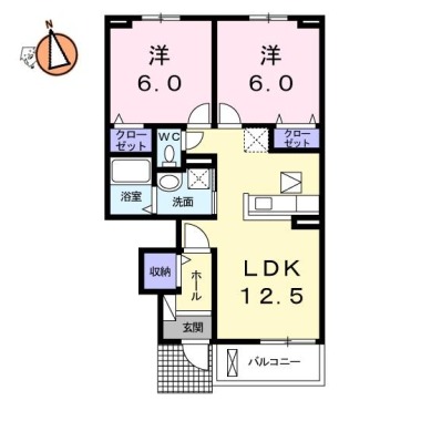 カーザ フィオレンテII 102の間取り図