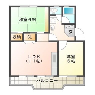 八万町千鳥 マンション 2LDK 204の間取り図