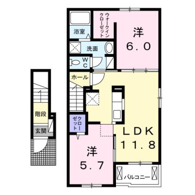 ミッドタウン E 203の間取り図