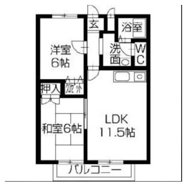 国府町 アパート 2LDK 202の間取り図