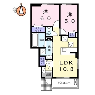 サザンコート A 103の間取り図