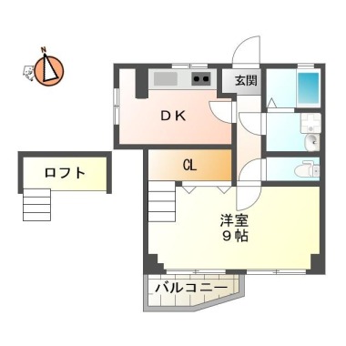 中吉野町 マンション 1DK 405の間取り図