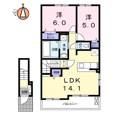 グランレジデンス 国府 AーII 203の間取り図