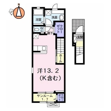 JadeHouse庄町 A 205の間取り図