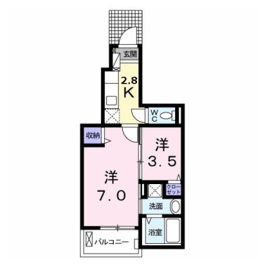 カゼッタ ドゥーエ 102の間取り図