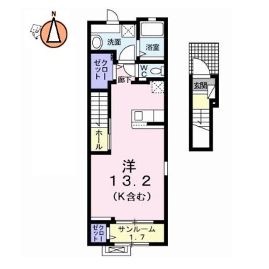 JadeHouse庄町 B 201の間取り図