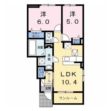 ボヌールメゾンB 103の間取り図