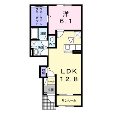 グランレジデンス穴吹B 102の間取り図