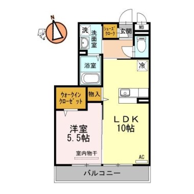 アーベイン田宮 302の間取り図